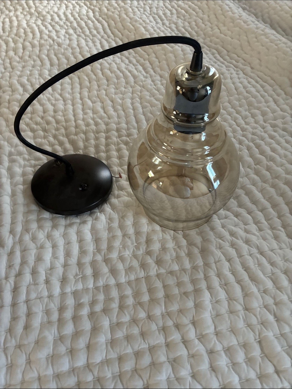Glass Pendant Light with Black Canopy